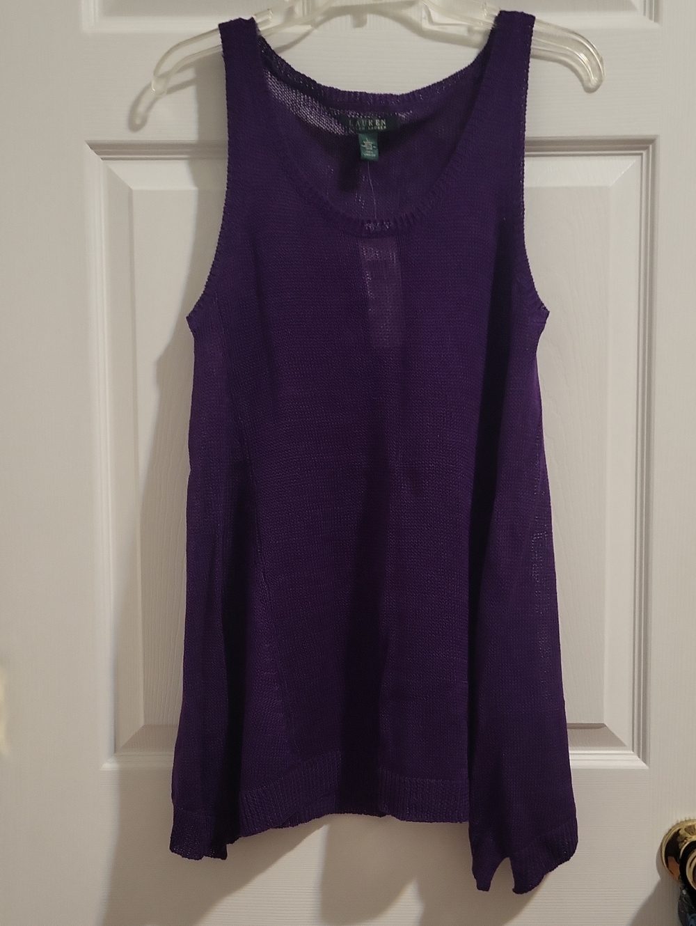 Lauren Ralph Lauren Purple Open-Weave Knit Sweater Tank